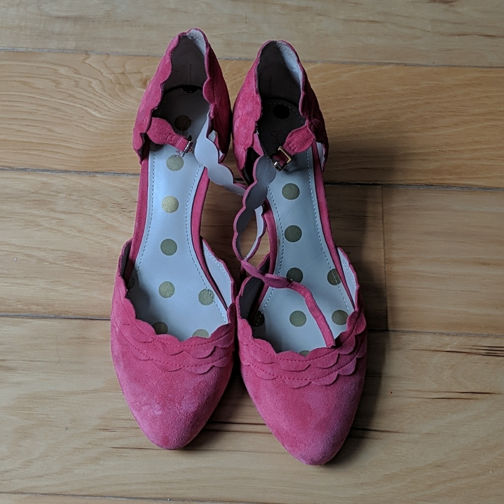Pink Suede Boden Heels